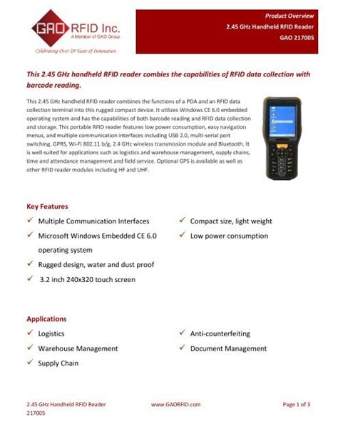 2.45ghz rfid handeheld reader|SM.